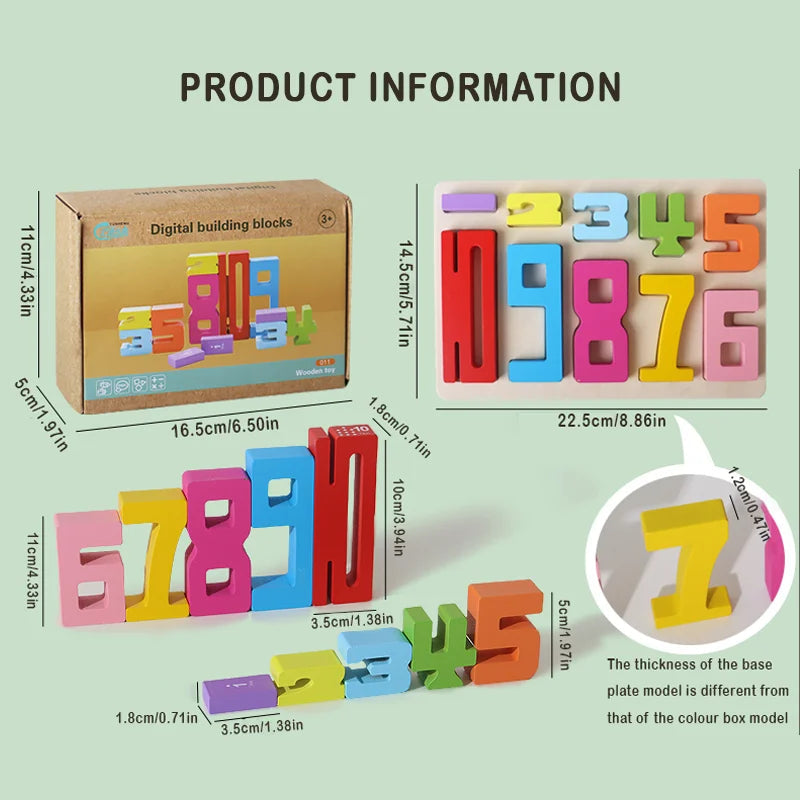 Wooden Educational Digital Building Blocks