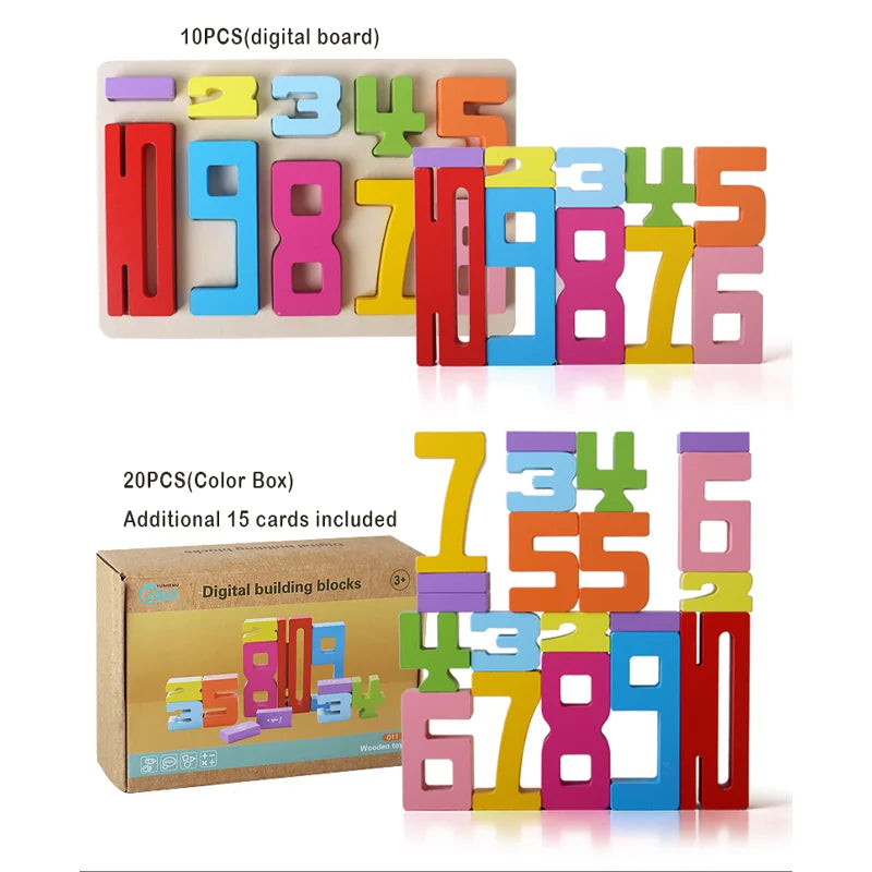 Wooden Educational Digital Building Blocks