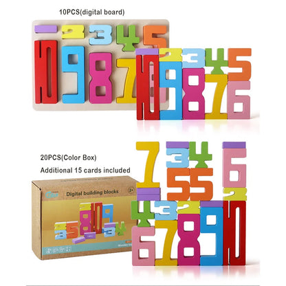 Wooden Educational Digital Building Blocks