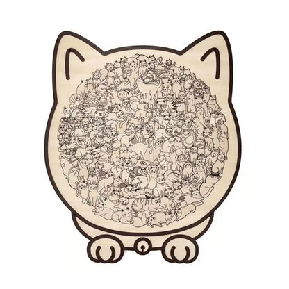 Cozy Cat Crowd Wooden Jigsaw Puzzle