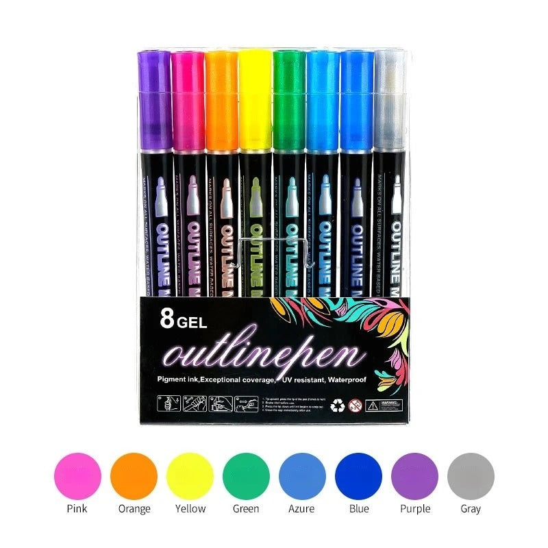Double Line Contour Color Pen