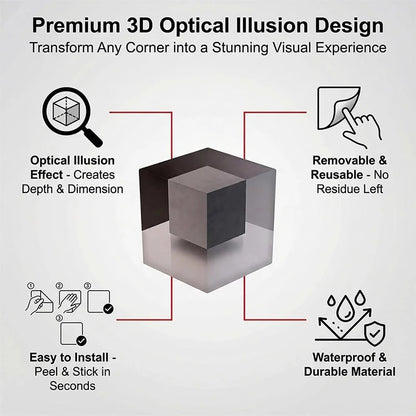 3D Optical Illusion Wall Corner Sticker