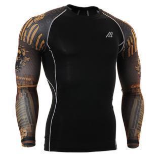 Mens Long Sleeves Compression Shirts Tight Skin Sides 3D Prints