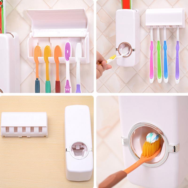 Toothpaste Dispenser and Toothbrush Holder Set