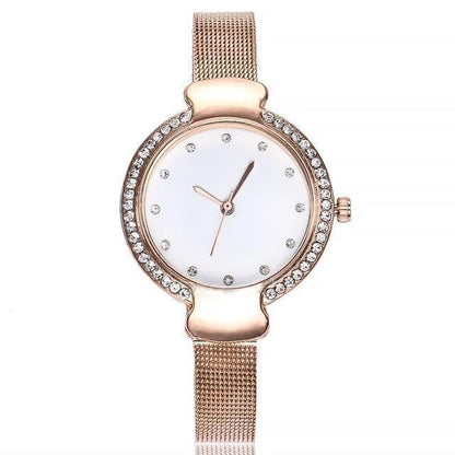 Stainless Steel Band Marble Hours Watch For Women's