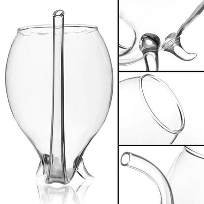 2Pcs Wine Glass Built-in Straw